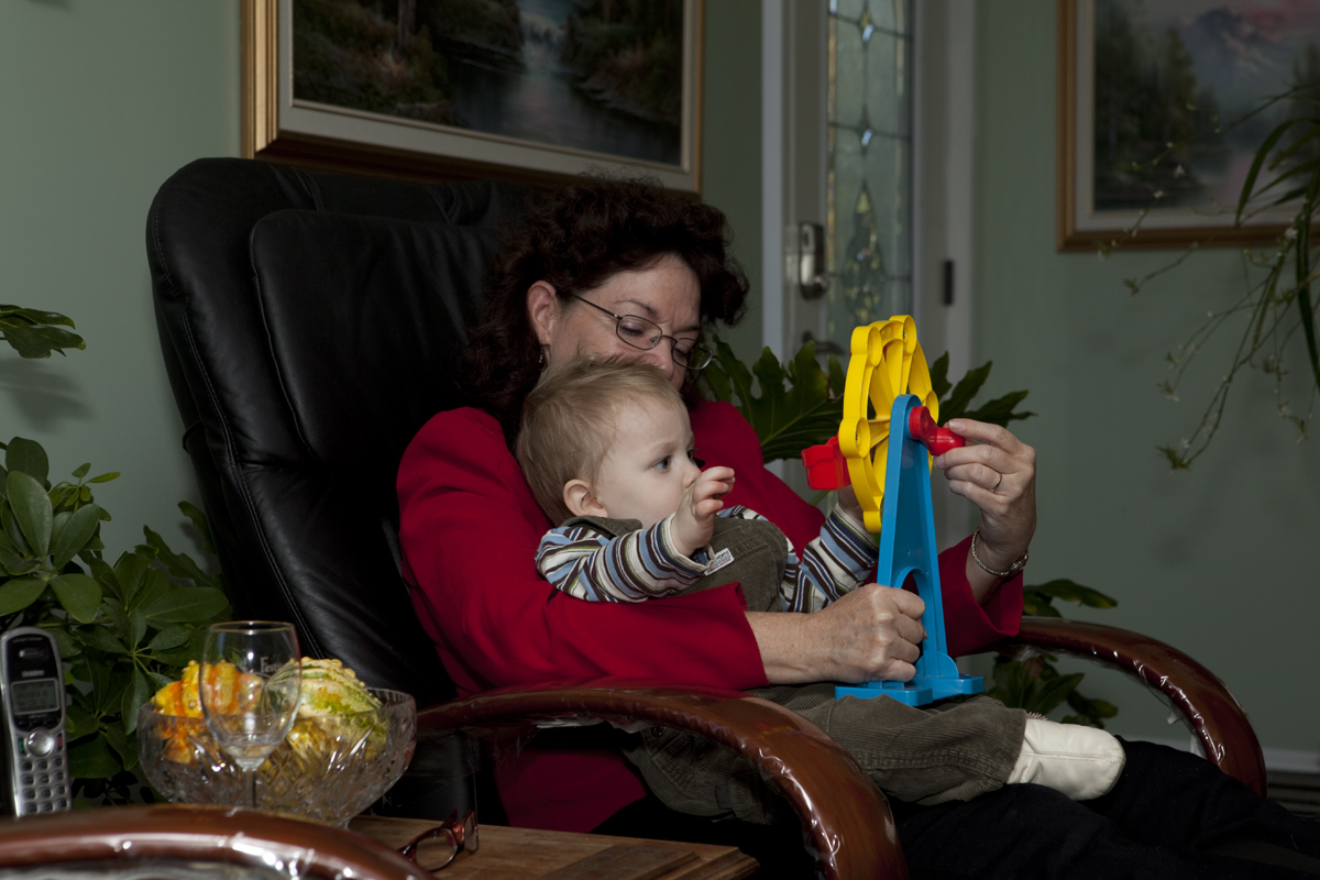 Auntie Kathy entertaining Thomas

