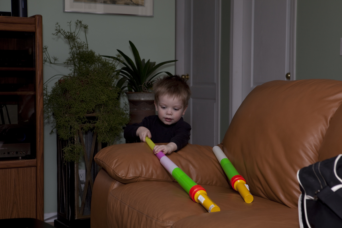 James playing with "swords"

