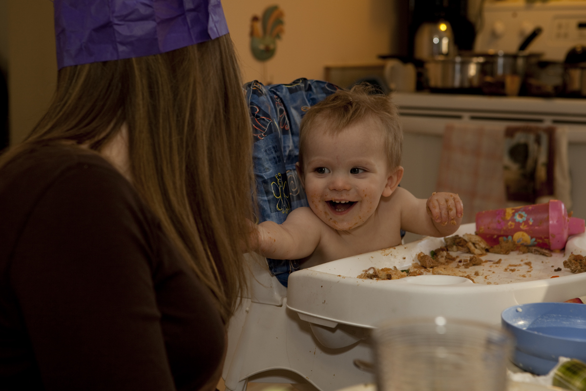 Thomas trying to feed Mommy
