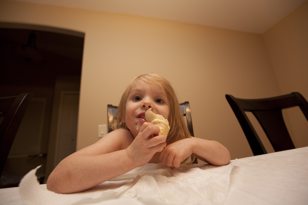Maddux enjoying her first ever ice cream cone
