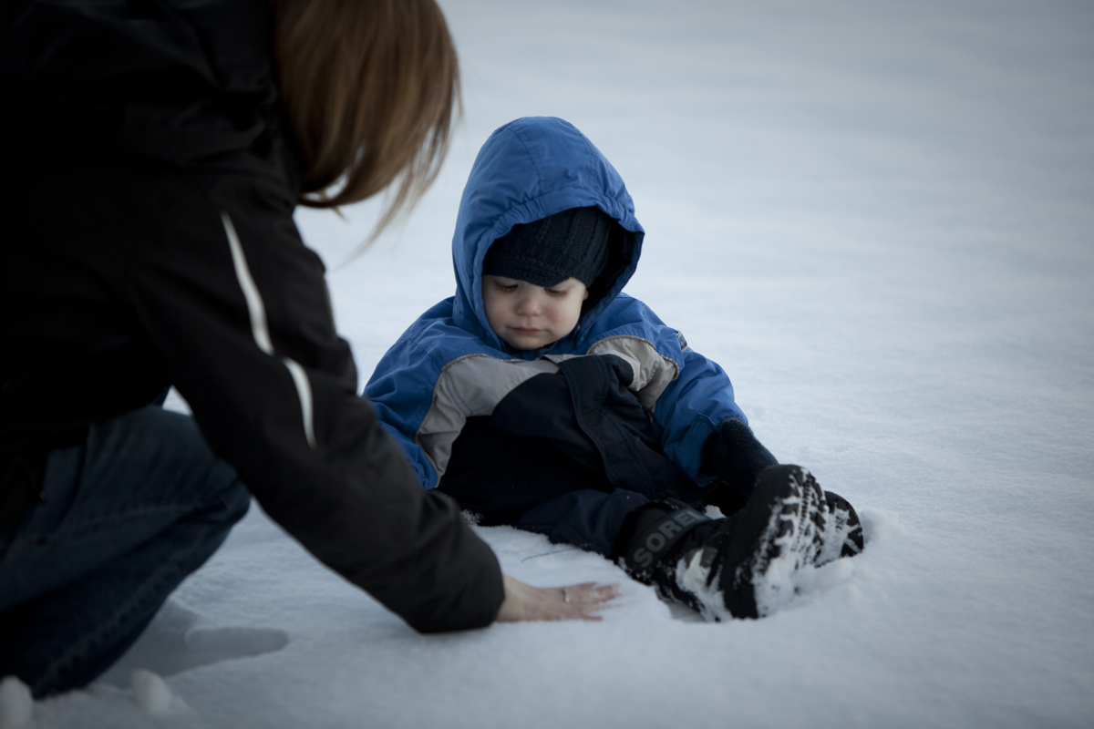 Thomas checking out snow for the first time
Keywords: Thomas