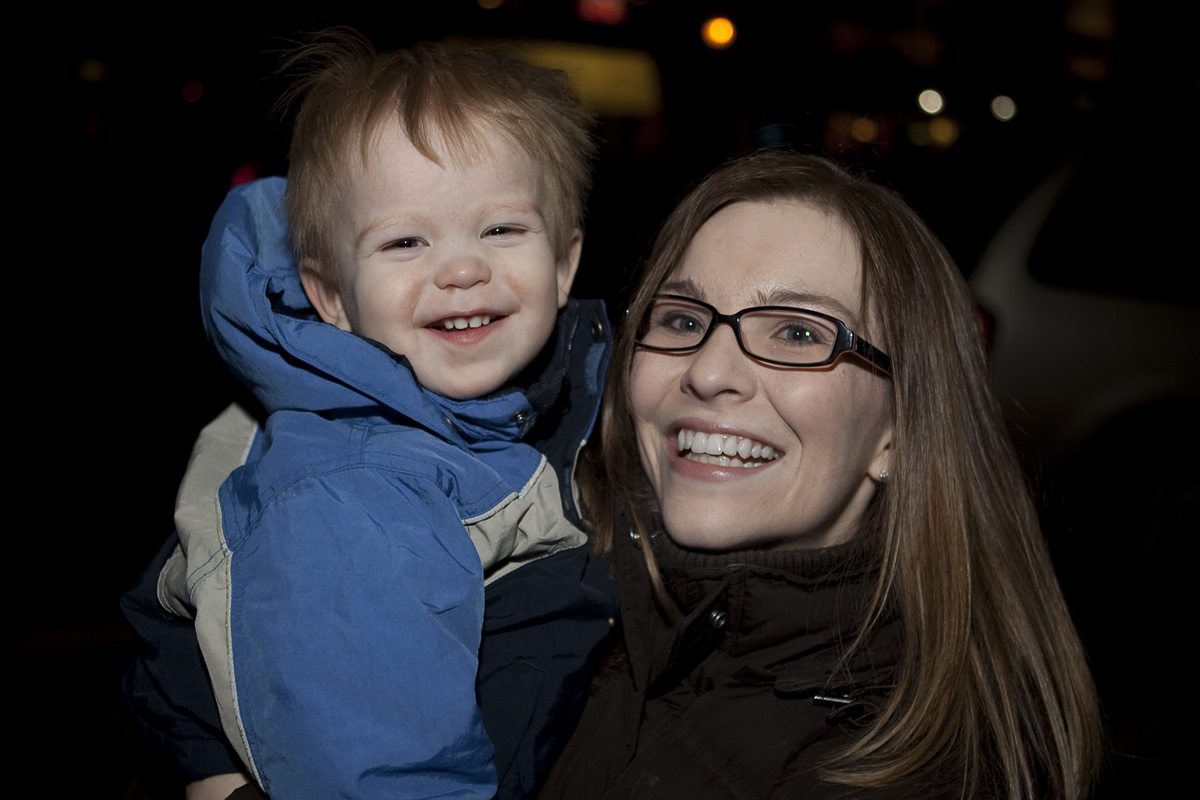 Mommy & Thomas whilst we waited for the Olympic Torch to come by
