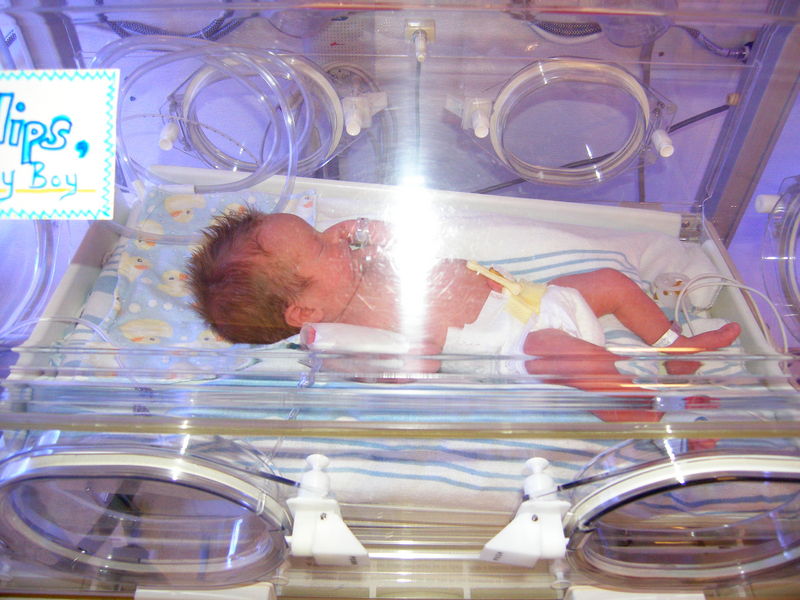Out of the oxygen tent and into a nice warm incubator for the night
